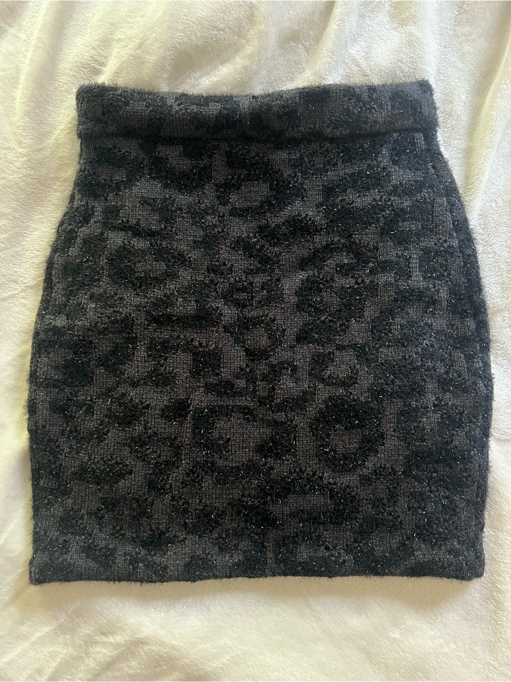 Never worn Lululemon Black Leopard-Texture Knit Mini Skirt